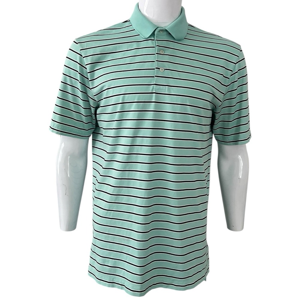 Ralph Lauren Polo Golf Performance Striped Polo Shirt Mens Size Large Aqua Black